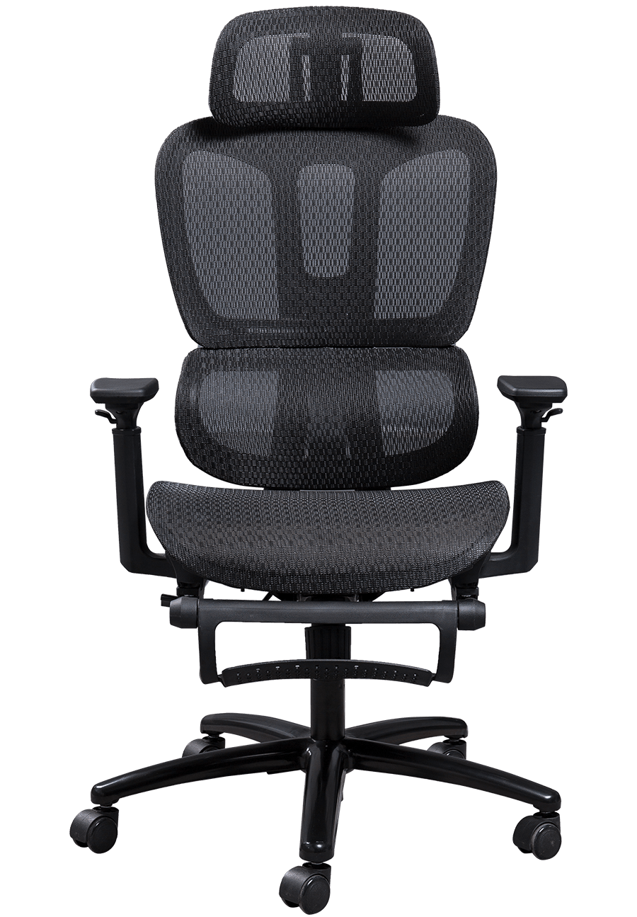 Ergonomisk mesh-kontorstol Plastramme Klassisk design mesh-stol Justerbar hodestøtte Kontorstol med fotstøtte