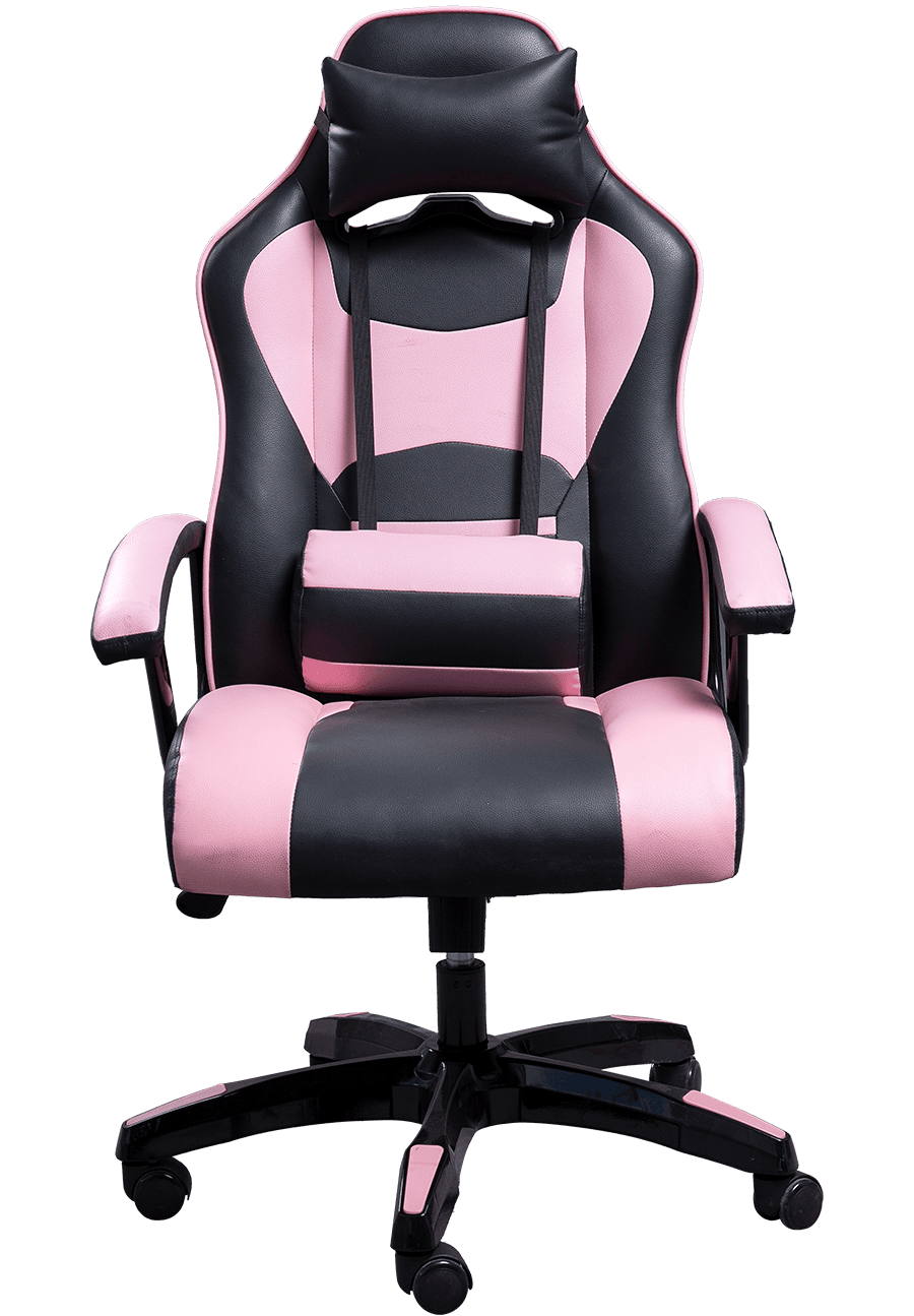 Overlegen kvalitet svart rosa PU skinn kontorstol Komfortabel sittende PC Gamer Racing stol