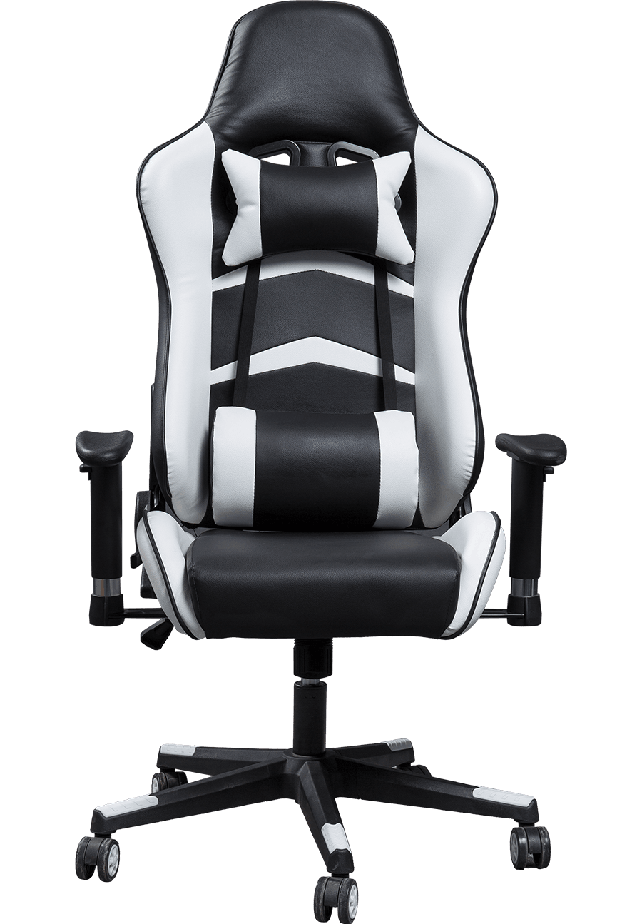 Multifunksjons tilpasset ergonomisk spillestol med korsryggstøtte Racing-stil PU-skinn Justerbar Message Gaming Stol