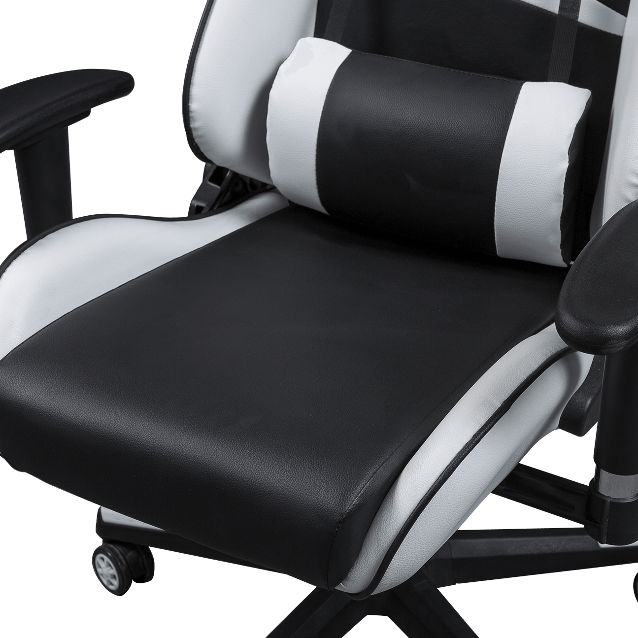 Multifunksjons tilpasset ergonomisk spillestol med korsryggstøtte Racing-stil PU-skinn Justerbar Message Gaming Stol details